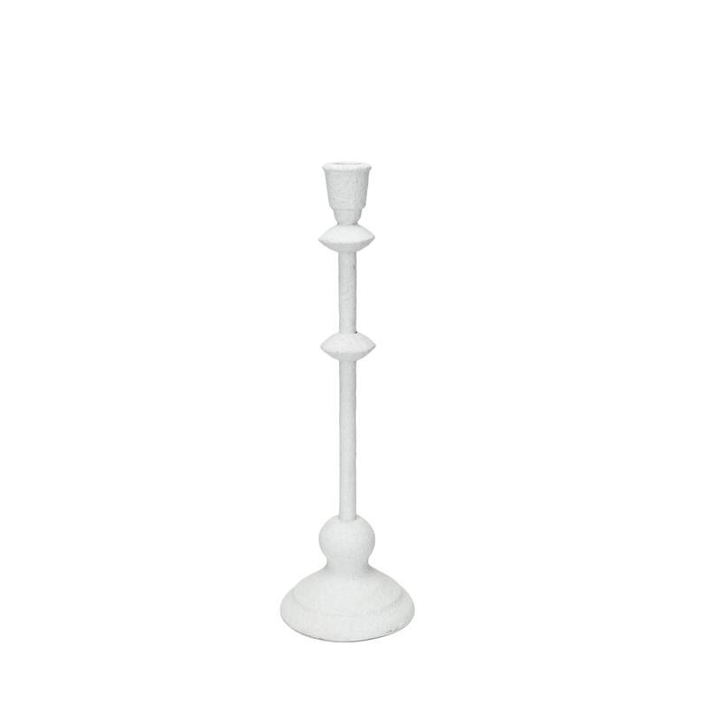 Metal Taper Candle Holder in Sand Finish - 3.8"L x 3.8"W x 14.0"H