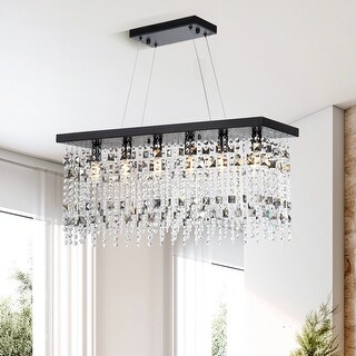 Moasis 8-Light Rectangular Crystal Chandelier for Kitchen Island - Bed ...