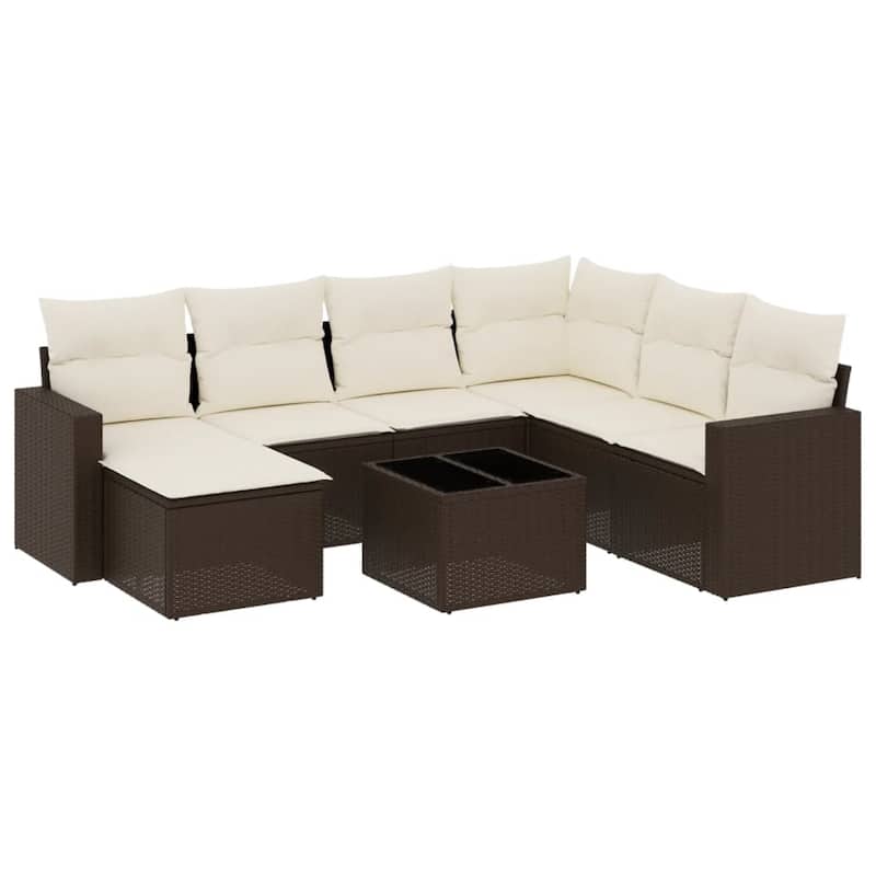 vidaXL Garden Sofa Set Brown, Cream White - 21.7 x 21.7 x 14.6