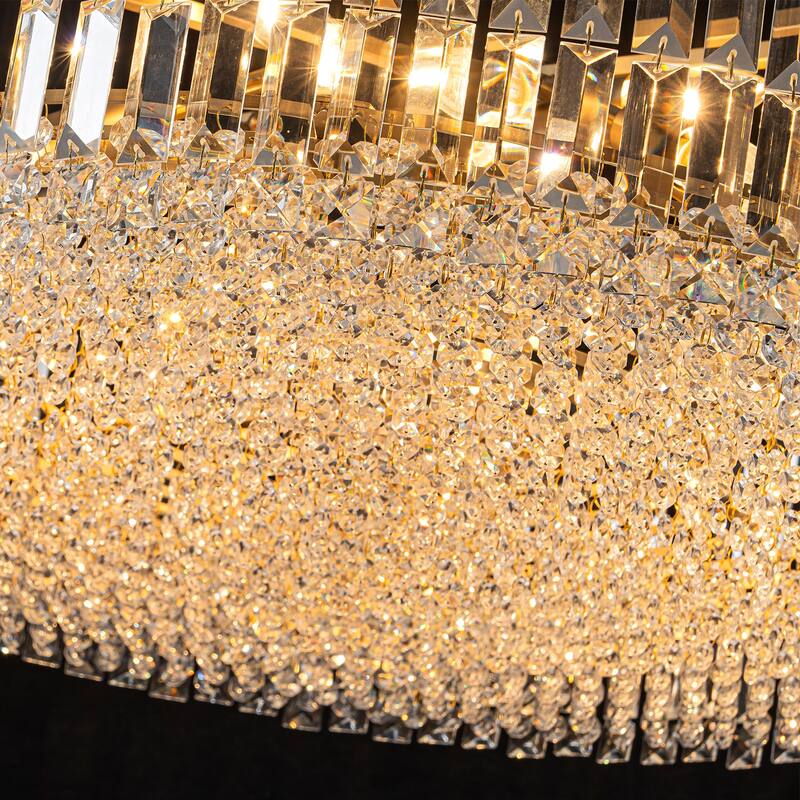 12-Lights Modern Drum Glam Dimmable Crystal Chandelier Round Kitchen Island Light - W31.5"