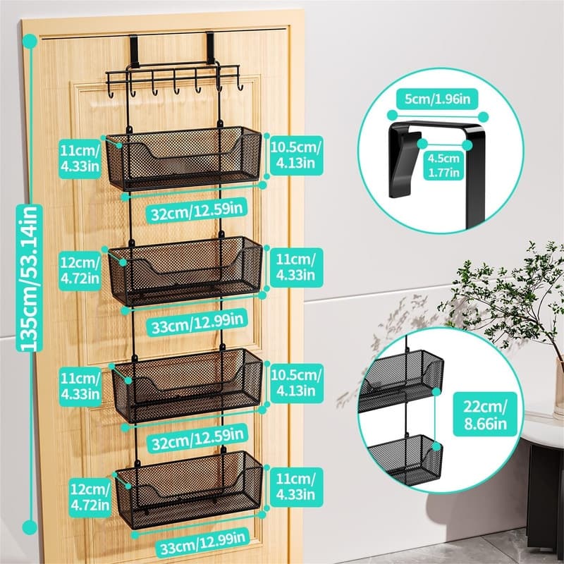 Over The Door Organizer - Hanging Door Organizer - 5"D x 10"W x 13.5"H