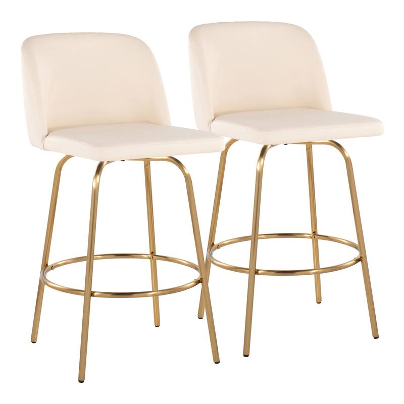 Silver Orchid Vallberga 26" Counter Stool with Gold Metal Base (Set of 2)