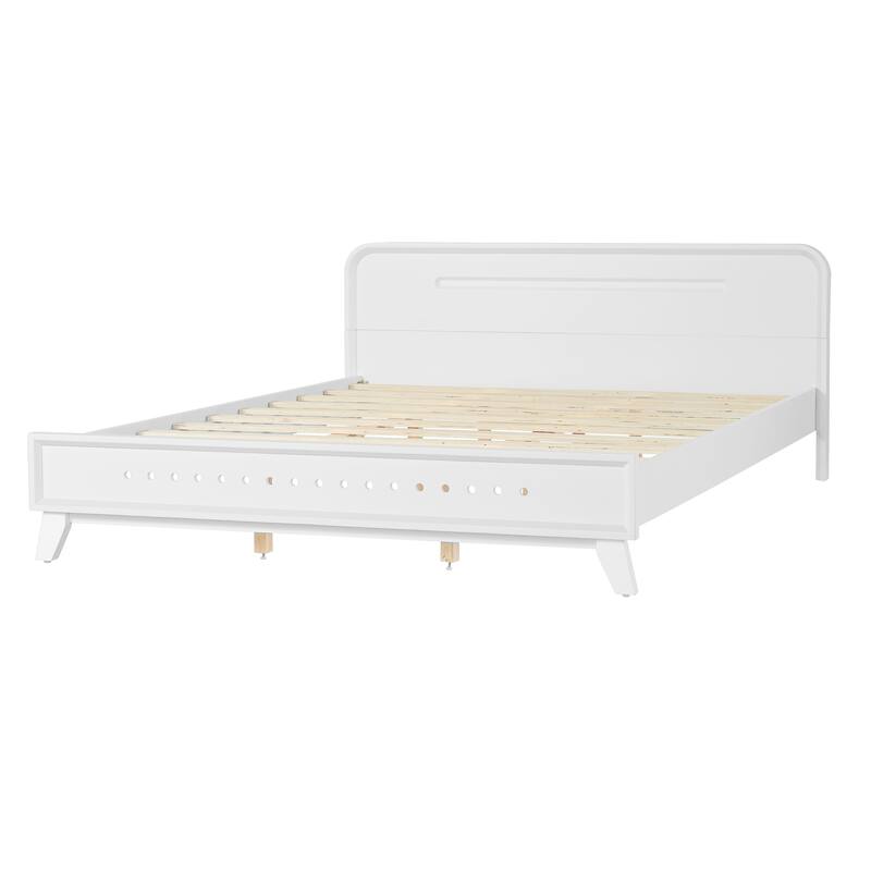 Classic Platform Bed Frame with Solid Pine Construction/Wood Bed Frame with Headboard Footboard/Wood Slat Support/Easy Assembly