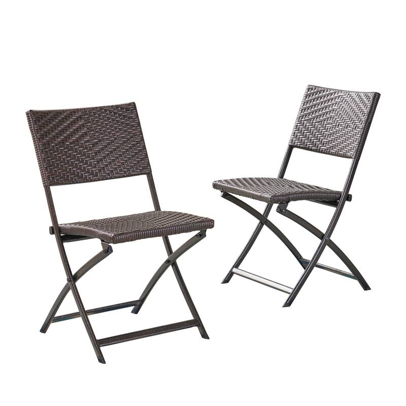 El Paso Outdoor Brown Wicker Folding Chair (Set of 2) by Christopher Knight Home