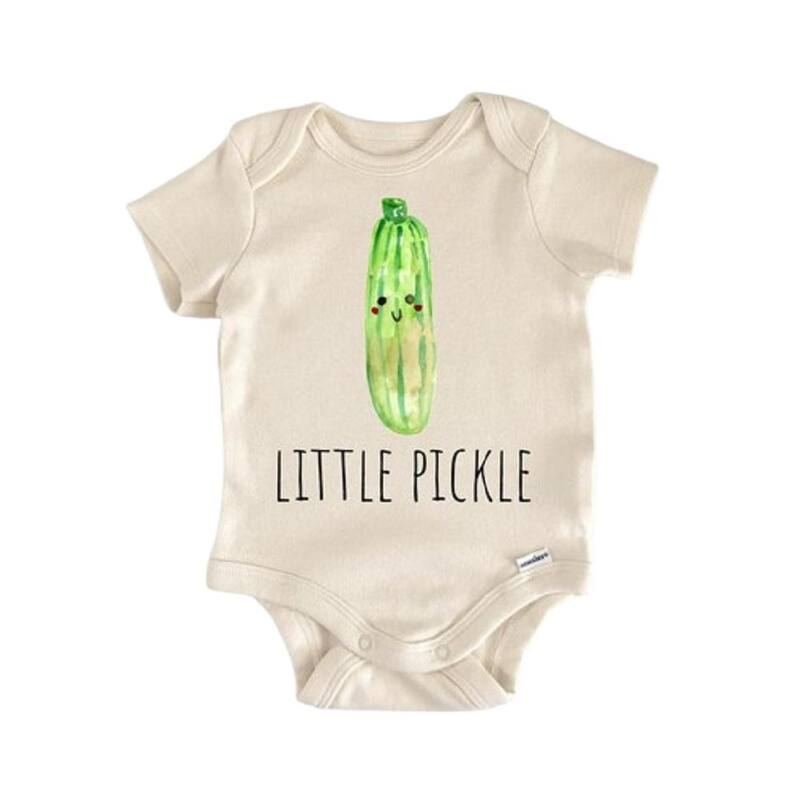 Pickle Dill Vegan Foodie - Baby Boy Girl Clothes Infant Bodysuit Funny Cute Newborn - White - Newborn