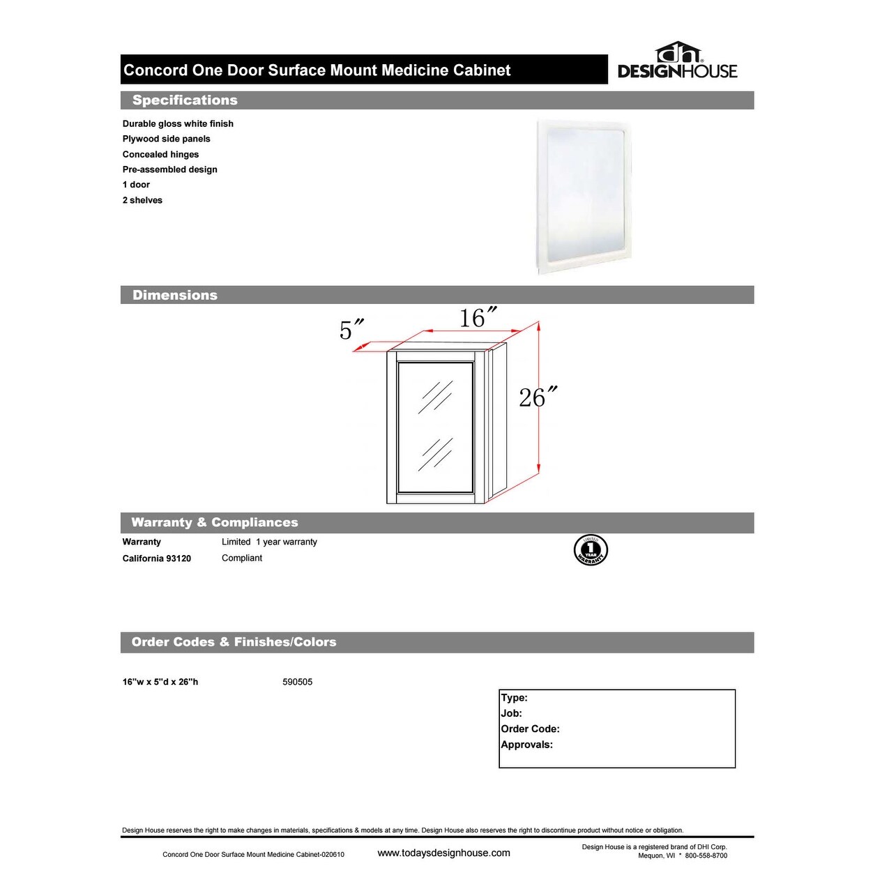 Shop Design House 590505 16 Framed Single Door Mirrored Medicine