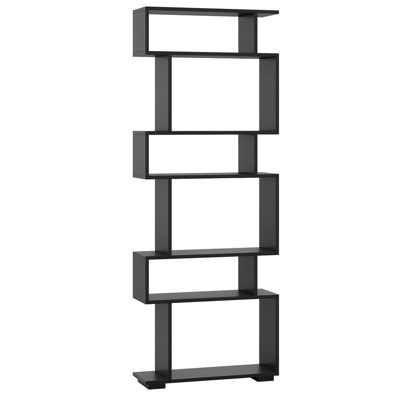 Costway 6-tier Storage Bookshelf S-shaped Geometric Bookcase with - See Details