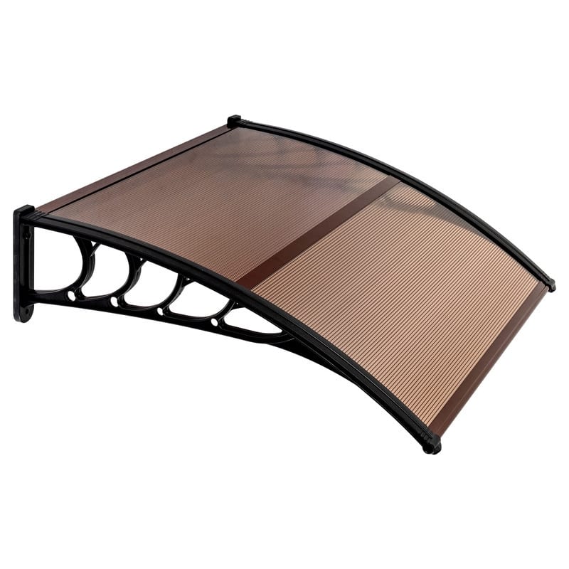 Patio Door Window Awning Canopy, Front Door Outdoor Patio Awning Canopy (40 x 35.4, Brown Canopy Black Bracket)