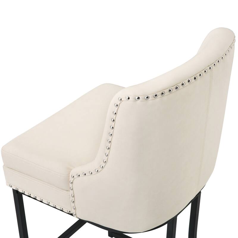 26" Modern Metal Barstools Set of 4 Upholstered Counter Height Bar stools with Back and 6" Thick Cushion for Kitchen Island