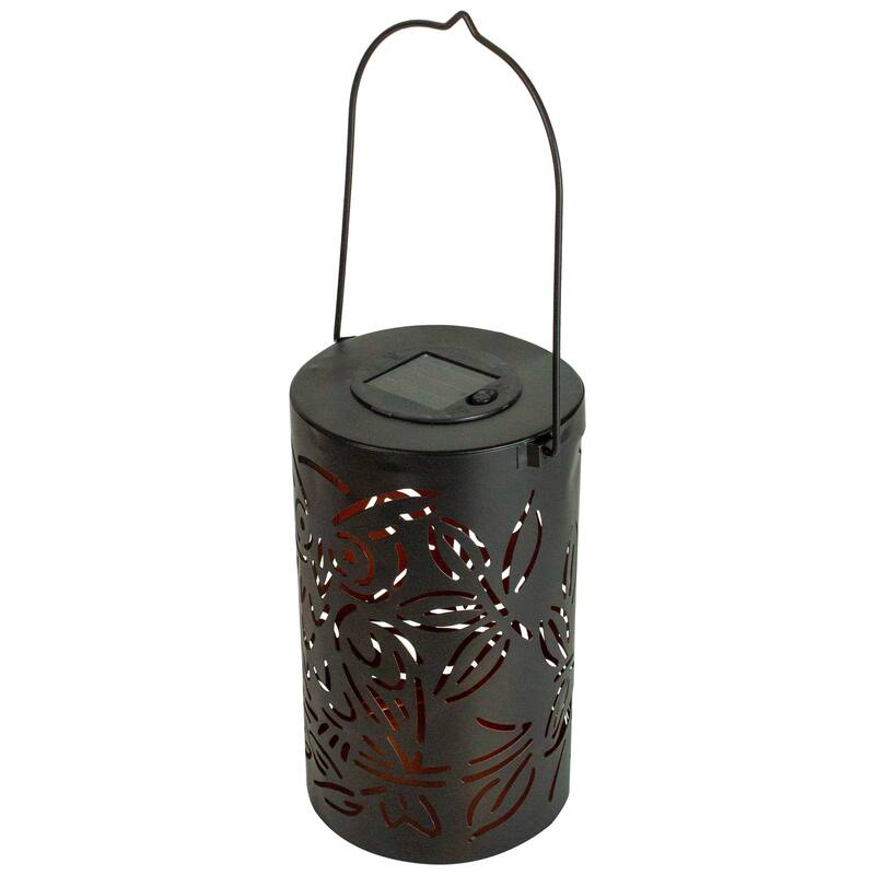8" Black Owl Outdoor Solar Lantern with Handle - 8