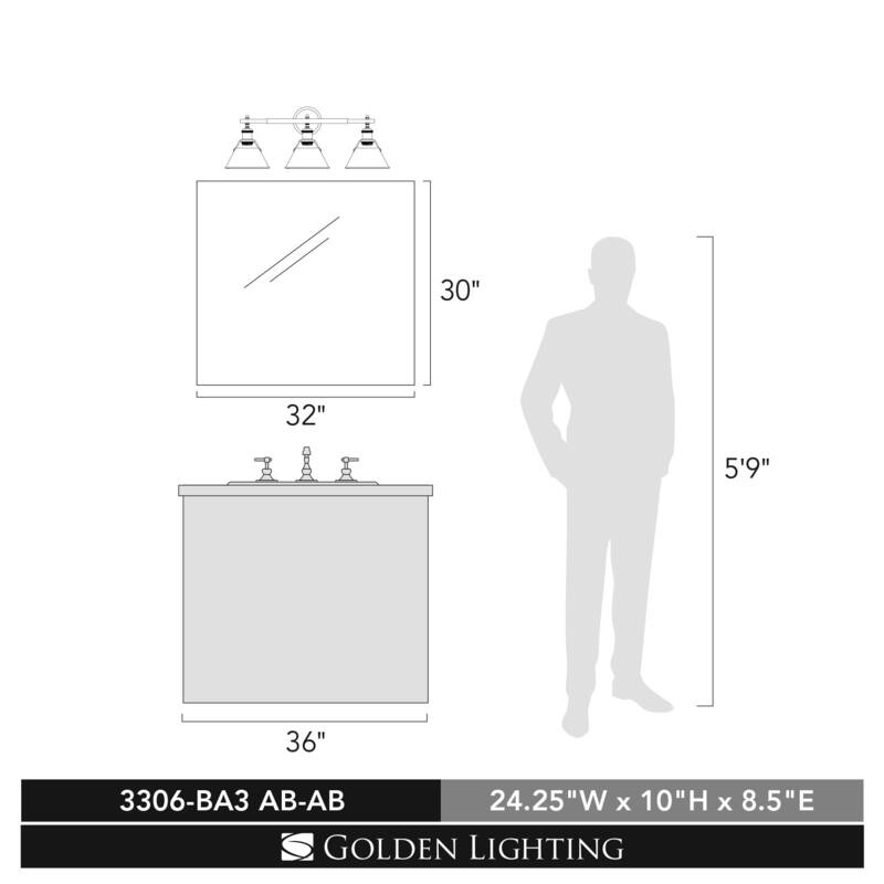 Golden Lighting Orwell 3 Light 24-1/4" Wide Bathroom Vanity Light in
