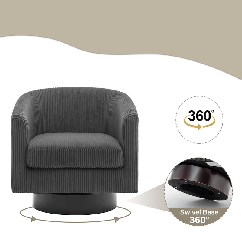 Modern 360° Swivel Corduroy Accent Chair Barrel Armchair