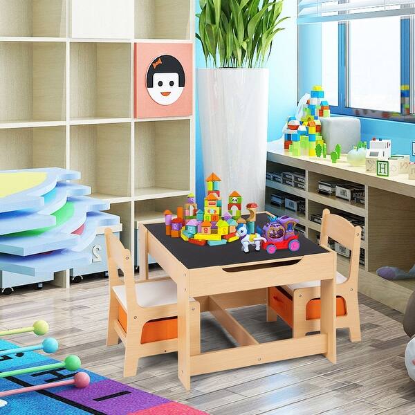 Shop Gymax Children Kids Table Chairs Set With Storage Boxes