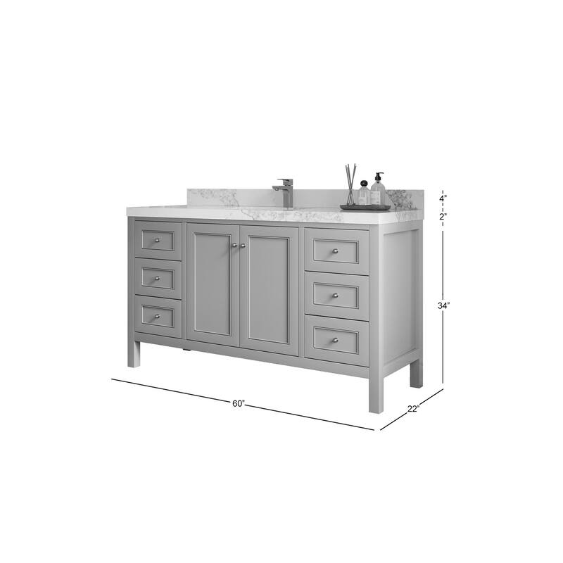 Willow Collections 60 in. W x 22 in. D Nashville Single Sink Bathroom Vanity with Countertop