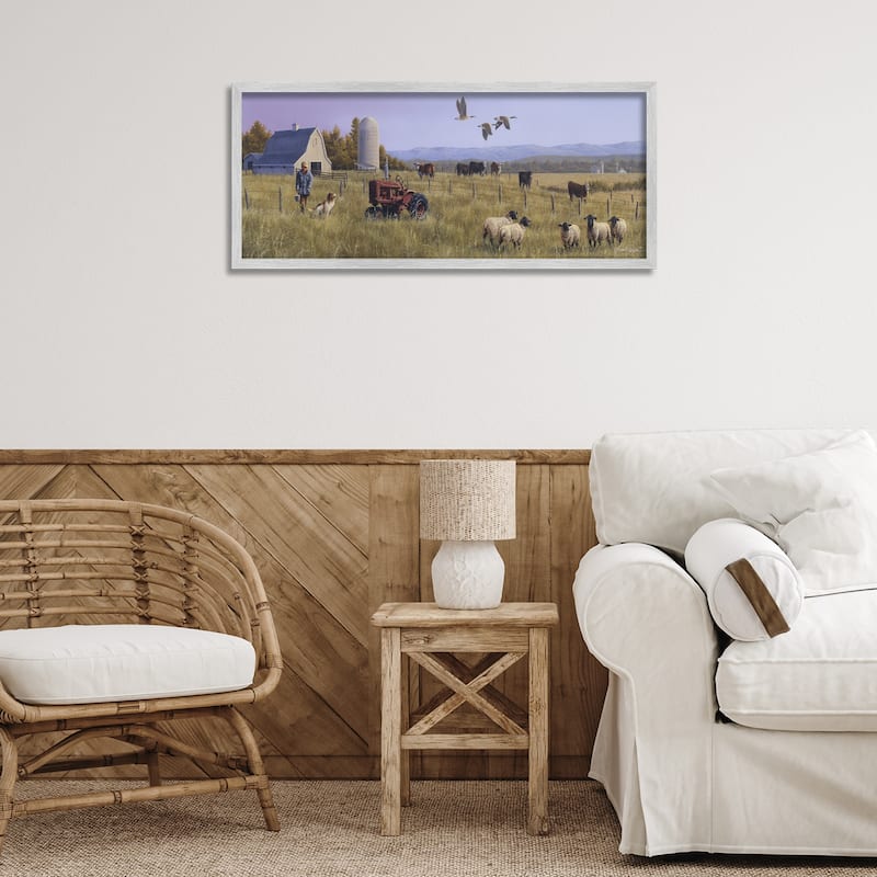Stupell Geese Over Lush Farm Scene Framed Giclee Art Design By Frank Parker (Young)