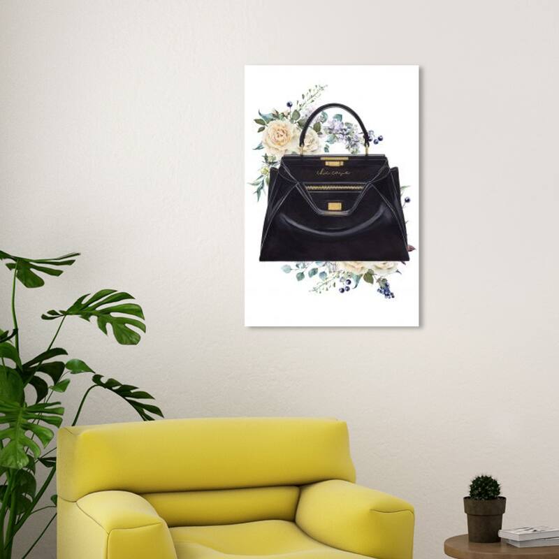 Wynwood Studio Canvas Fashion and Glam Peekaboo Bag White and Glam Wall Art Canvas Print - 30 x 20