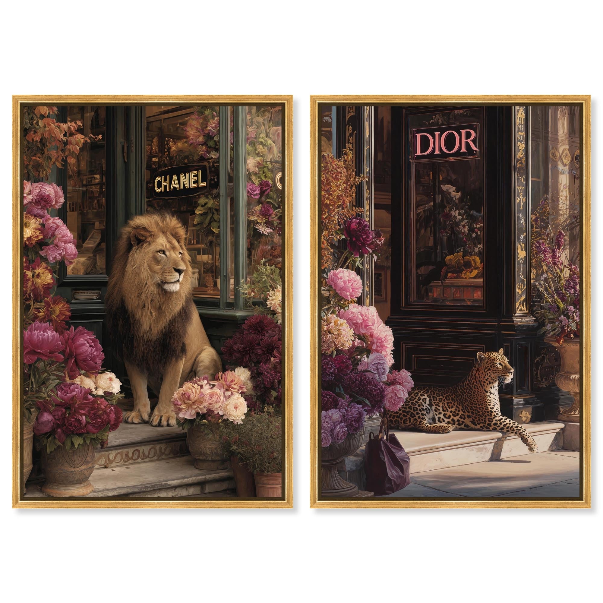 Savage Glam Floral Art Set Canvas Print by Art Remedy