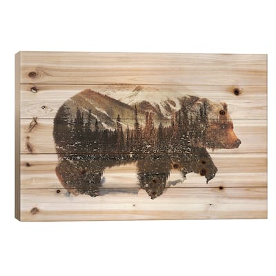 Arctic Grizzly Bear Print On Wood by Andreas Lie - Multi-Color