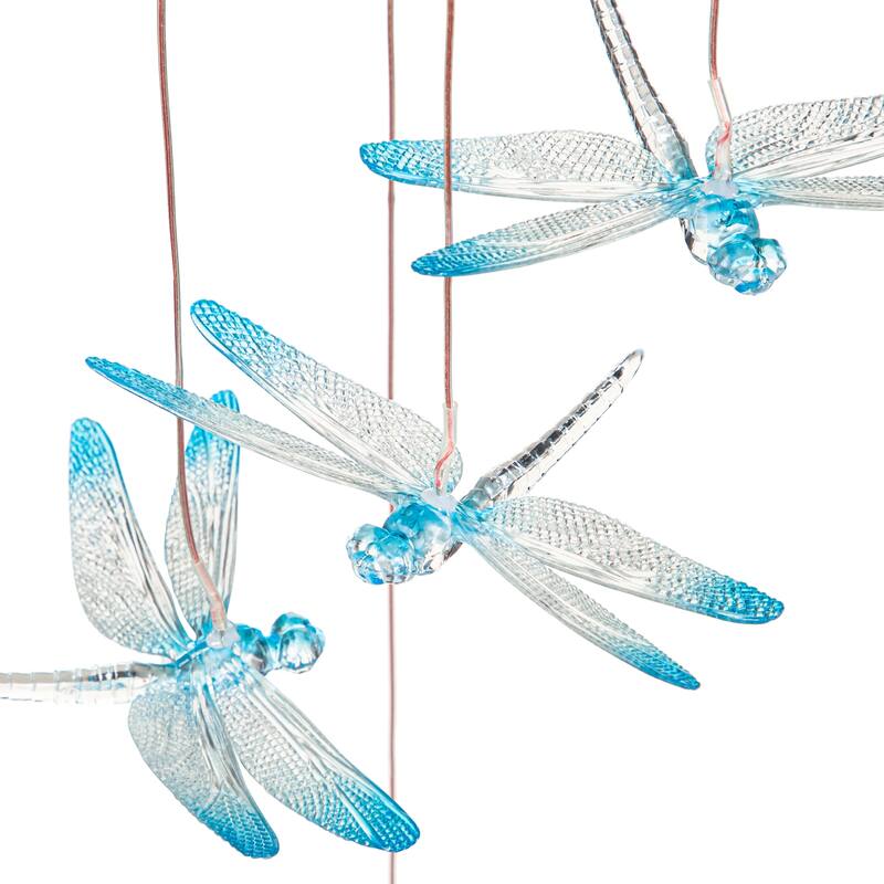 29 in. Dragonfly Hand-Painted Color-Changing Solar Mobile