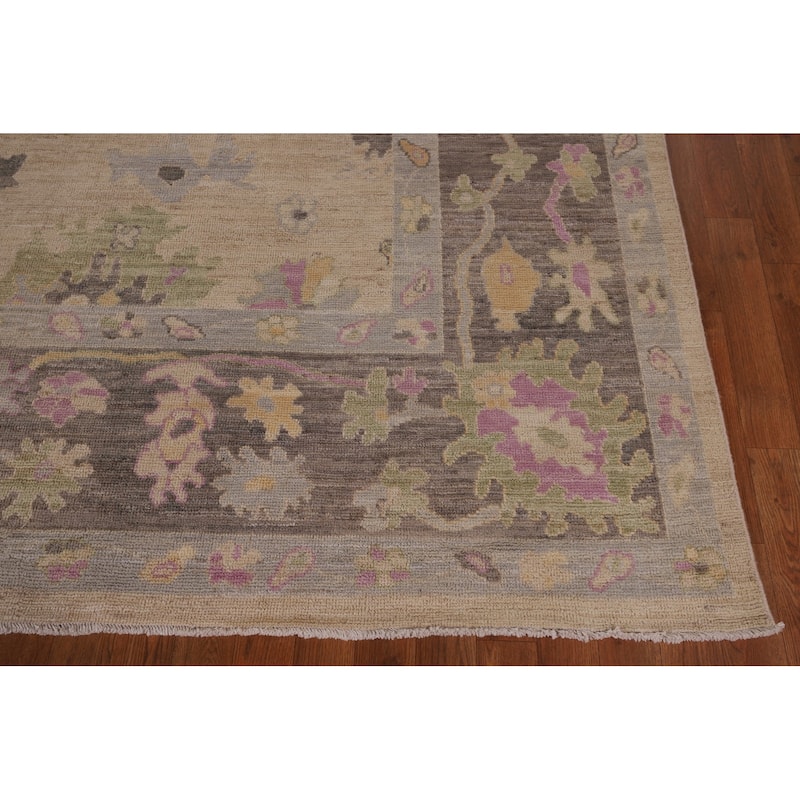 Vegetable Dye Oushak Turkish Large Area Rug Hand-Knotted Wool Carpet - 10'0" x 13'11"