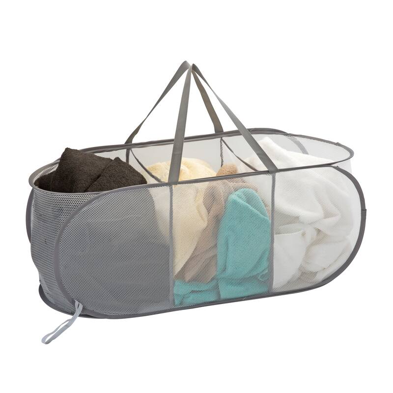 Laundry 360 3 Compartment Pop-Up Laundry Hamper - 33.8"x 13.7"x 13.7"