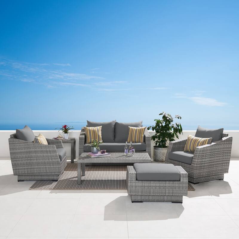 Cannes 6 Piece Sunbrella Outdoor Patio Love & Club Seating Set