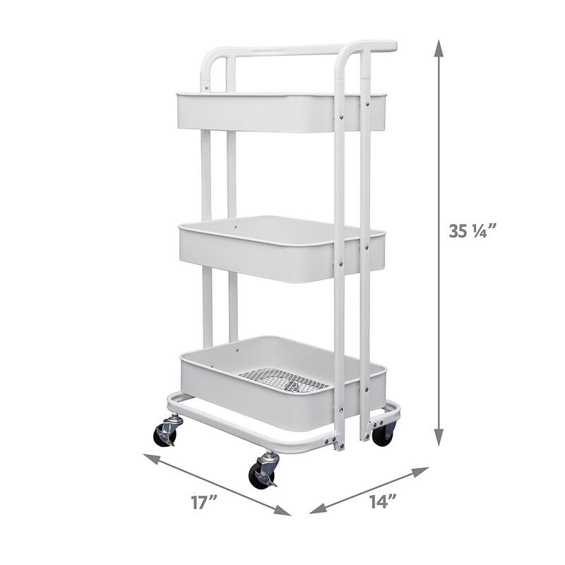 3 Tier Foldable Rolling Utility Cart