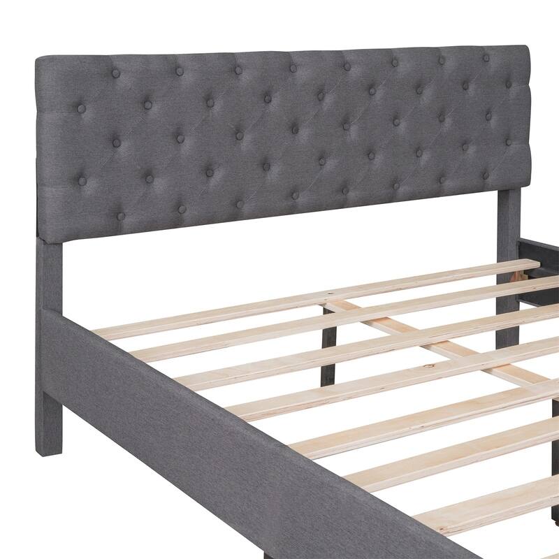 Merax Upholstered Linen Platform Bed, 3 colors