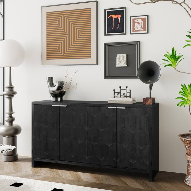 Accent Cabinet 4 Door Wooden Cabinet Sideboard Buffet Server Cabinet Storage cabinet