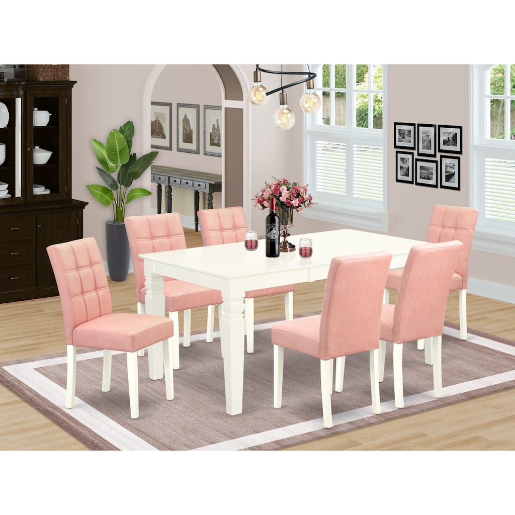 East West Furniture Dining Room Set Includes a Rectangle Dining Table and Chairs, Linen White (Pieces Options)