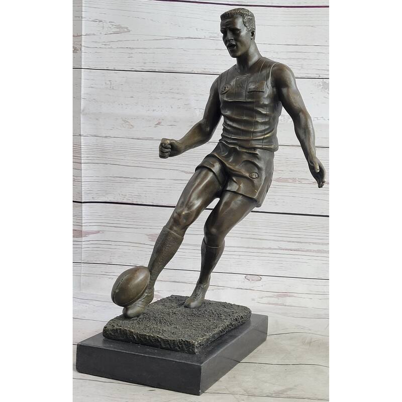 Large Muscular Rugby Player Bronze Sculpture Statue Marble Figurine By Milo Gift