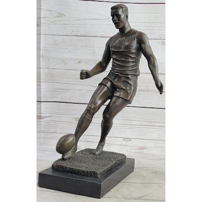 Large Muscular Rugby Player Bronze Sculpture Statue Marble Figurine By Milo Gift