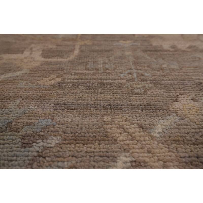 Transitional Oushak Area Rug Hand-Knotted Floral Wool Carpet - 8'9" x 11'7"