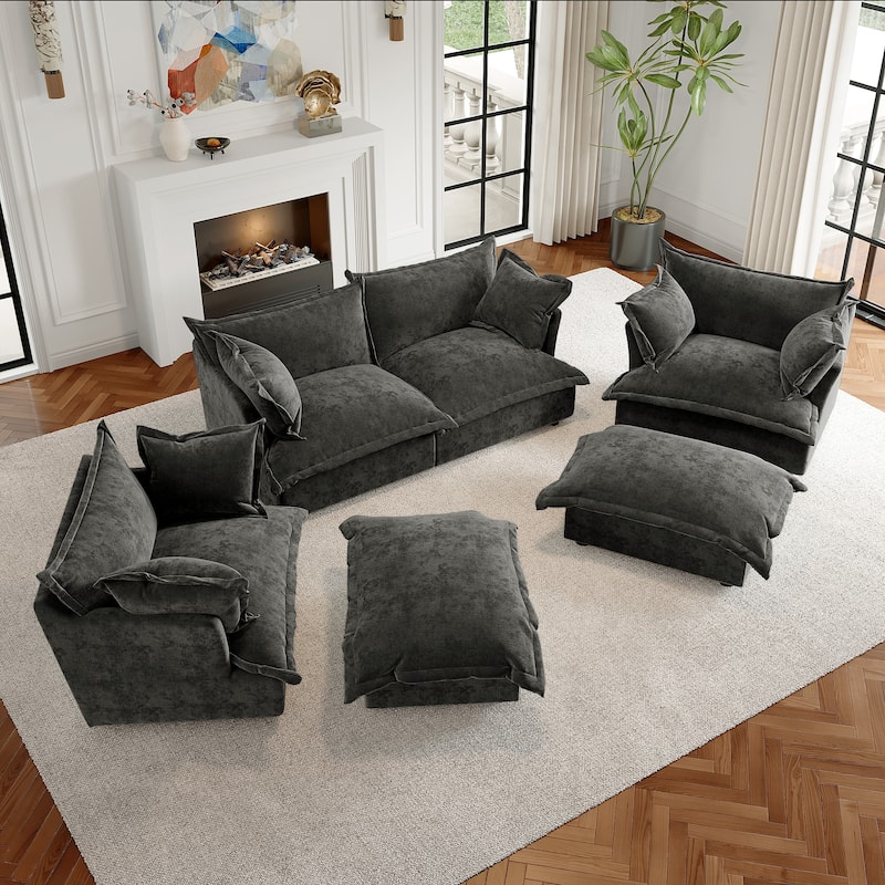 Cloud Chenille Upholstered Modular Sectional Sofa