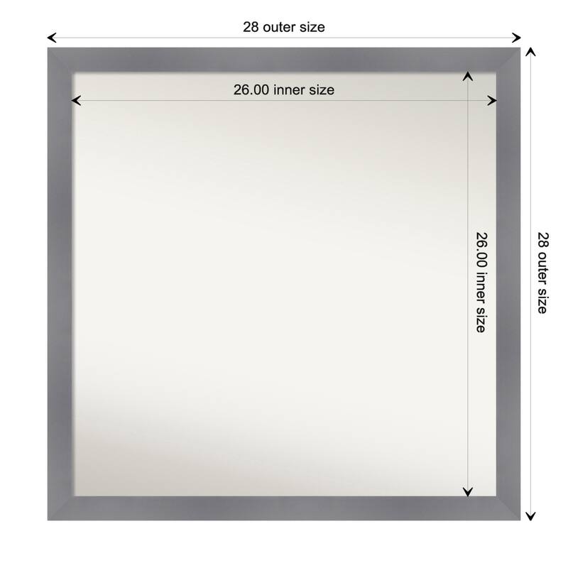 Edwin Non-Beveled Wood Framed Bathroom Vanity Wall Mirror - Edwin Grey - Glass Size 26x26