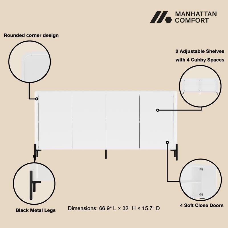 Manhattan Comfort 2-Piece Modern Abbey Accent Cabinet and Sideboard Set