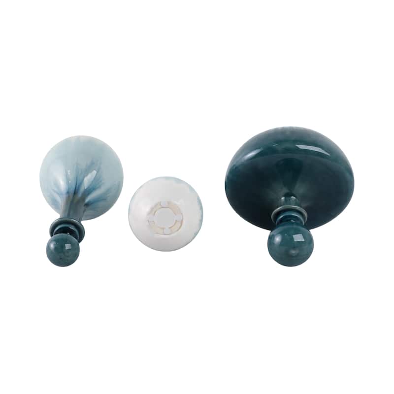 Stoneware Decorative Vase Coastal Style (Set of 3) - 14/12/10" Blue