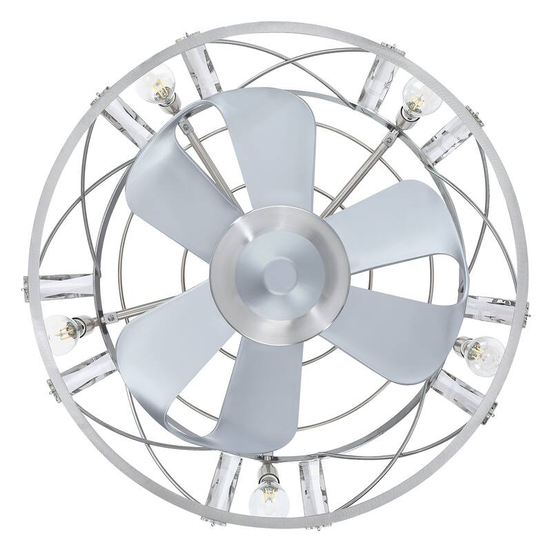 Modern Silver 3-Blade Metal Cage Ceiling Fan with Remote - 23-in W