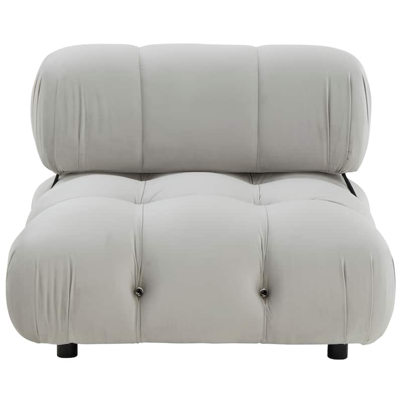 SAFAVIEH Couture Raimunde Tufted Accent Chair - 37 In W x 37 In D x 27 In H - 37Wx37Dx27H - Light Grey