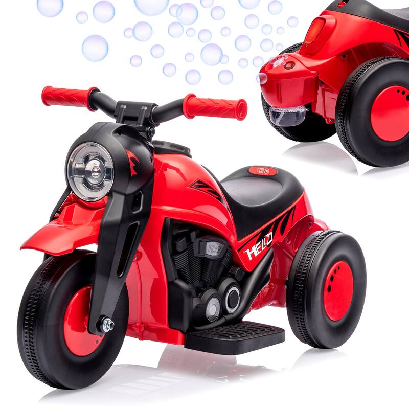 6V Battery-Powered Electric Motorcycle Ride-On Bubble Car for Kids Best Gift - Red