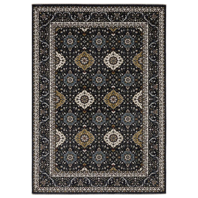 Style Haven Victoria Panel Medallions Red/ Navy Area Rug - 7' 10" x 10' 10" - Navy/ Gold - Rectangle