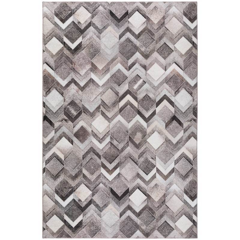 Laredo Chevron Diamond Faux Hide Patchwork Area Rug. - 3' x 5' - Brown