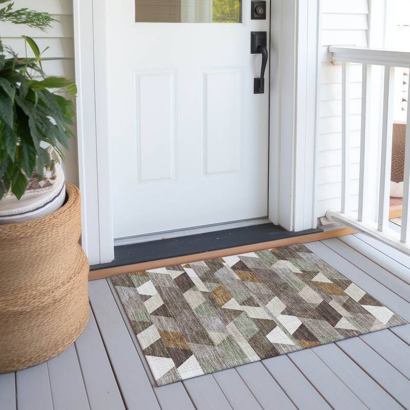 Machine Washable Indoor/ Outdoor Modern DeVaughn Chantille Rug - Chocolate - 1'8" x 2'6"