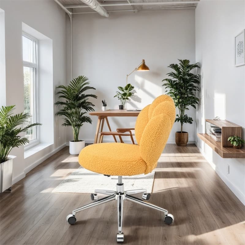 360°Ergonomic Height Adjustable Teddy Fabric Swivel Home Office Chair