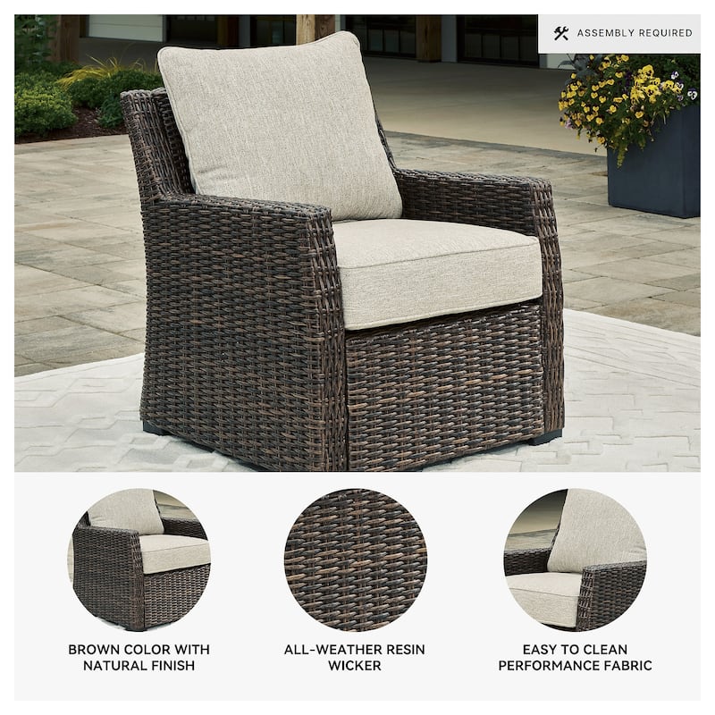 Signature Design by Ashley Brook Ranch Brown Outdoor Lounge Chair with Cushion - 30.63" W x 34.5" D x 38.38" H