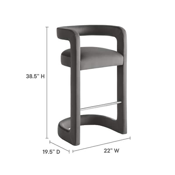 dimension image slide 3 of 6, Winslow Performance Velvet Bar Stool