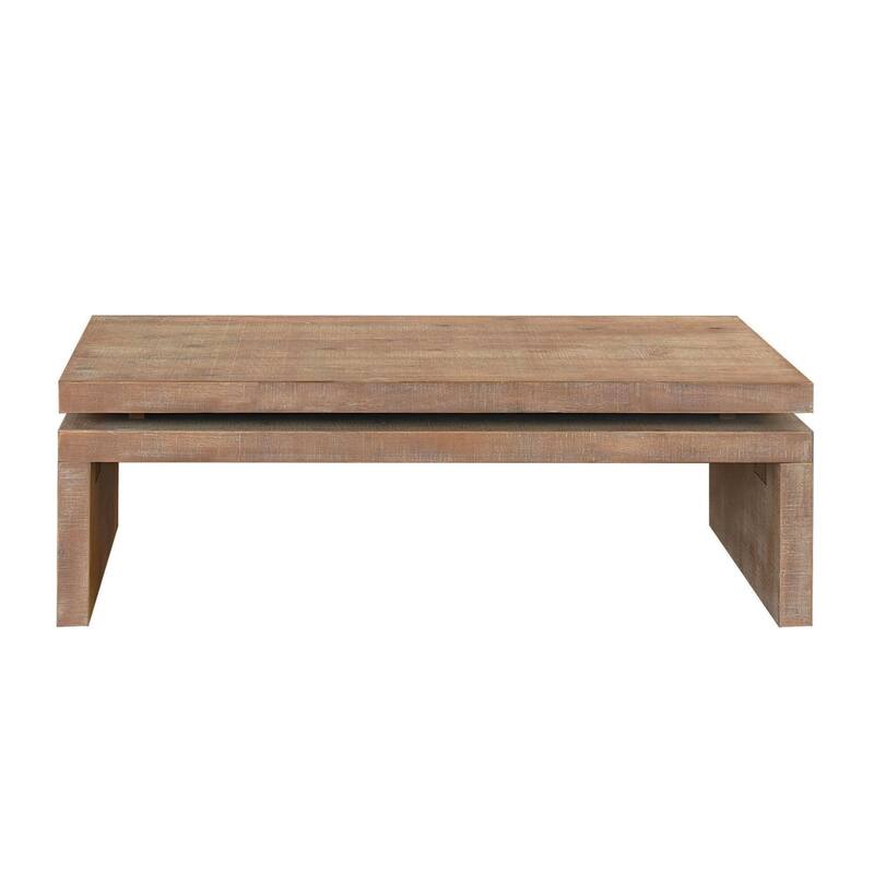 HomeRoots 48" Natural Wood Distressed Floating Frame Coffee Table - 47.64 in. x 16.30 in. x 23.62 in.
