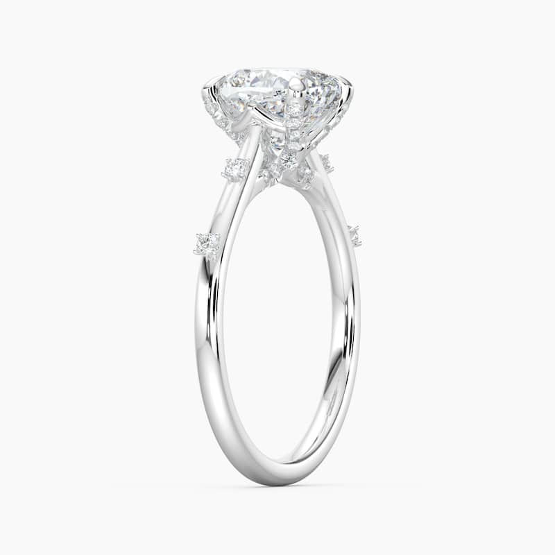 Auriya 14k Gold Petite Diamond Station Cushion Lab Grown Engagement Ring 1.00 to 5.00 ct. tw. (F-G, VS)