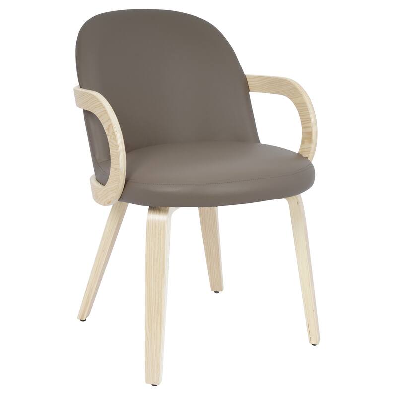 Modern Faux Leather and Bentwood Dining Chair, Set of 2 - Dark Taupe