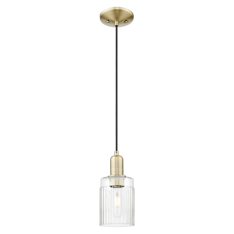 Innovations Lighting Endless Possibilities Arcadia - Hadley - 1 Light 5" Cord Hung Mini Pendant - Antique Brass/Clear